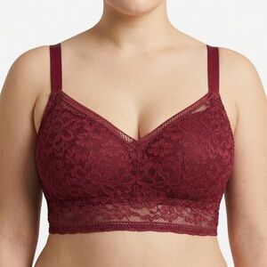 KNIX LuxeLift Wireless Lace Bustier Bra Dark Cherry Lace Longline Bralette M++